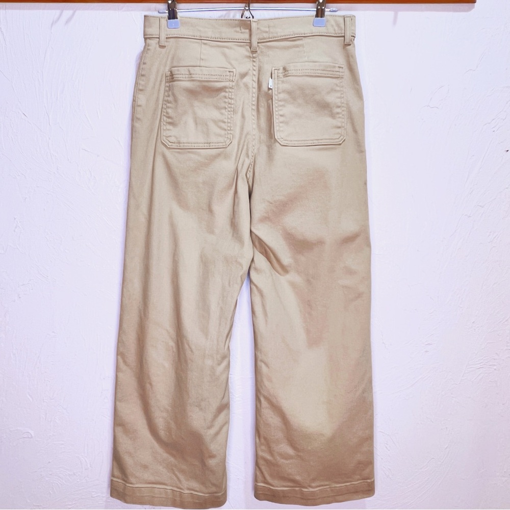 Levi's Ribcage Wide Leg Jeans Khaki Tan Women's 30 Cropped Ankle - Picture 6 of 10